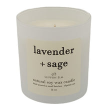 Load image into Gallery viewer, Lavender + Sage 9oz Boulevard Matte White Glass Candle