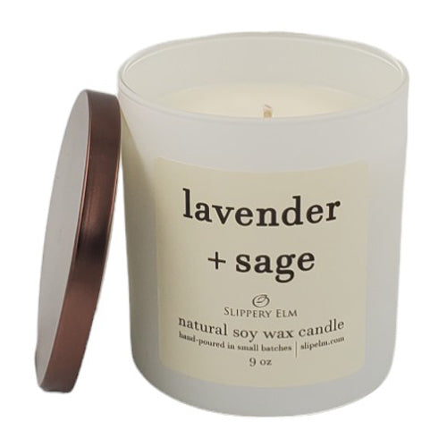 Lavender + Sage 9oz Boulevard Matte White Glass Candle