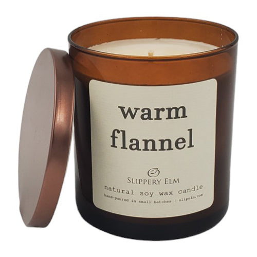 Warm Flannel 9oz Boulevard Classic Amber Glass Candle