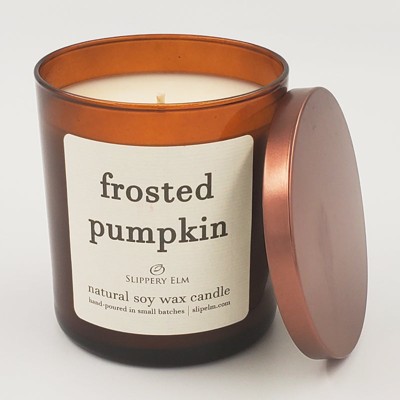 Frosted Pumpkin 9oz Amber Glass Candle