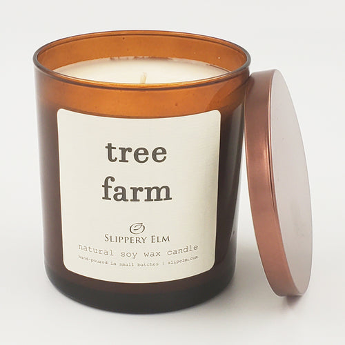 Tree Farm 9oz Amber Glass Candle