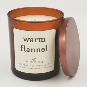 Warm Flannel 9oz Amber Glass Candle