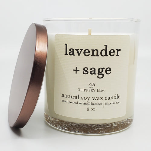 Lavender + Sage 9oz Glass Candle