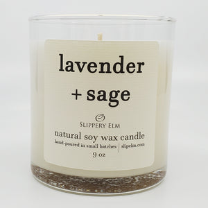 Lavender + Sage 9oz Glass Candle