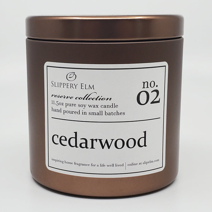 f.02/ Cedarwood Reserve Collection 11.5oz Candle Tin