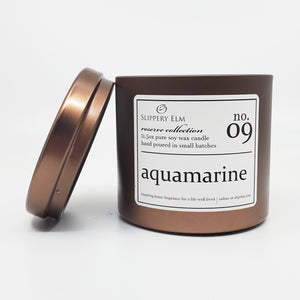 f.09/ Aquamarine Reserve Collection 11.5oz Candle Tin